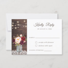 Rustic Wood Snöre  Burgundy Mason Burk OSA Inbjudningar