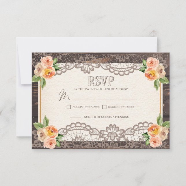 Rustic Wood Snöre Fall Wedding OSA-kuvert OSA Kort (Framsida)