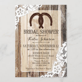 Rustic Wood Snöre Horseshoe Land Möhippa Inbjudningar