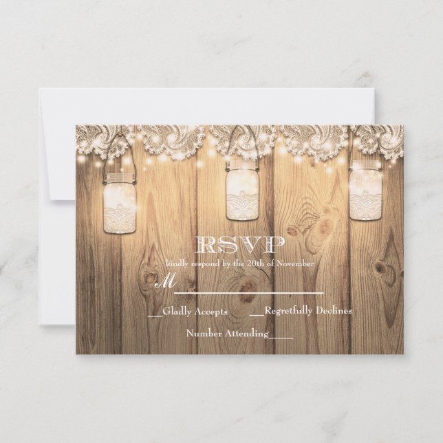 Rustic Wood Snöre & Lighted Mason Burk OSA kort (Framsida)