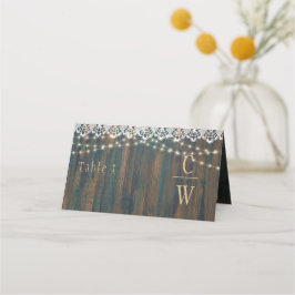 Rustic Wood Snöre Ljus Bröllop Bordsnummer Namn Placeringskort