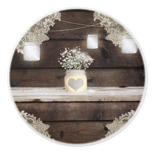 Rustic Wood, Snöre & Mason Burk Barn Elegant Anpas Knopp