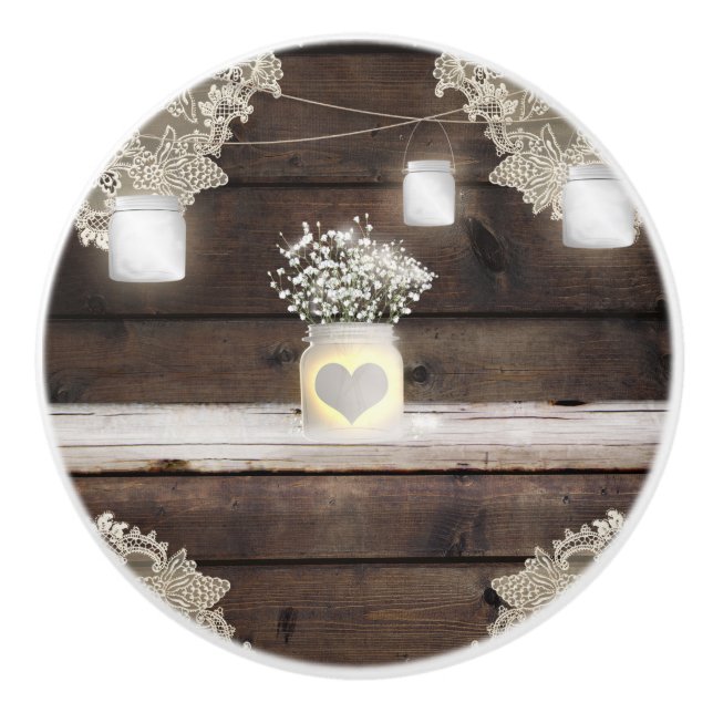 Rustic Wood, Snöre & Mason Burk Barn Elegant Anpas Knopp (Framsidan)