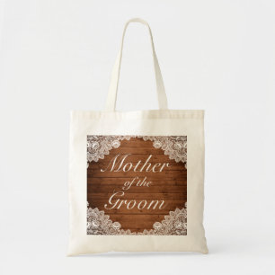 Rustic Wood & Snöre Mor från Groom Bride Bröllop Tygkasse