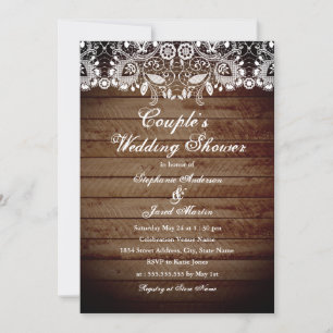 Rustic Wood Snöre Par Möhippa Card Inbjudningar