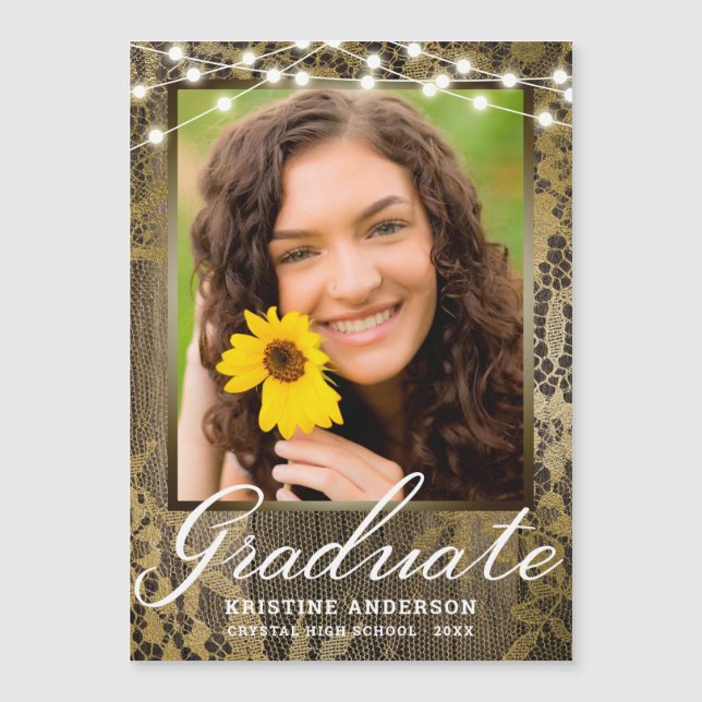 Rustic Wood Snöre String Ljus Photo Studenten (Framsida)