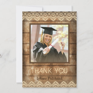 Rustic Wood Snöre Studenten Photo Tack Kort