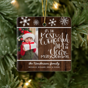 Rustic Wood Snowflake God jul Julgransprydnad Keramik
