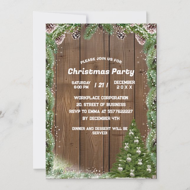 Rustic Wood Snowflake Winter Wedding Inbjudningar (Framsida)