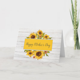 Rustic Wood Solros Blommigt Mors dag Card Kort