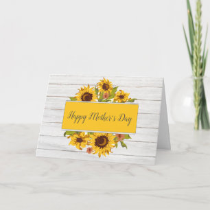 Rustic Wood Solros Blommigt Mors dag Card Kort
