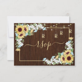Rustic Wood Solros Dusty Blue Blommigt OSA Kort