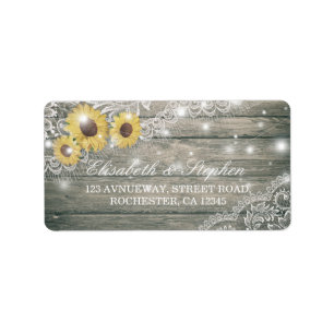 Rustic Wood Solros Elegant Snöre Bröllop Adress Adressetikett