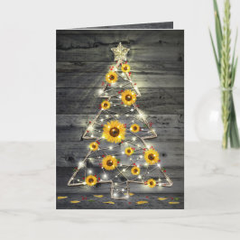 Rustic Wood Solros Julgran Helgdag Kort