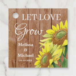 Rustic Wood Solros Let Kärlek Grow Bröllop Gåvor Etiketter