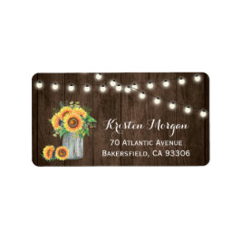 Rustic Wood Solros Mason Burk Ljus Bröllop Adressetikett