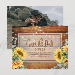 Rustic Wood Solros Photo Save Date Spara Datumet
