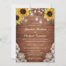 Rustic Wood Solros String Ljus Snöre Mason Burk Inbjudningar