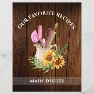 Rustic Wood Solros Tabbed Recipe Binder Divider