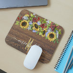 Rustic Wood Solros Watercolor Personlig Musmatta<br><div class="desc">Den här designen har skapats genom digital grafik. Det kan vara personlig i området att tillhandahålla eller anpassa genom att klicka för att anpassa ytterligare alternativ och ändra namn, initialer eller ord. Du kan också ändra texten färg och stil eller ta bort texten för en bilddesign. Kontakta mig på colorflowcreations@gmail.com...</div>