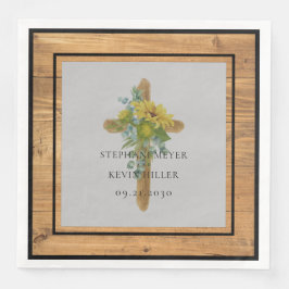 Rustic Wood Solros Wooden Kor Bröllop Pappersservett