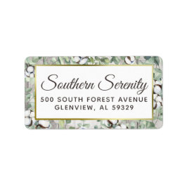 Rustic Wood Southern Cotton & Botanical Adress Adressetikett