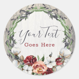 Rustic Wood & Southern Land Cotton Boutique Runt Klistermärke