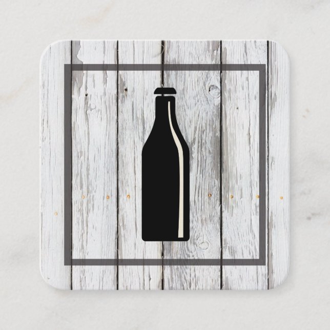 Rustic Wood Square Inslag | Beer-ikon Fyrkantigt Visitkort (Framsida)