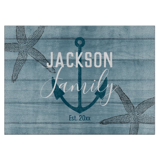 Rustic Wood Starfish Anpassningsbar Family Beach H (Framsidan)