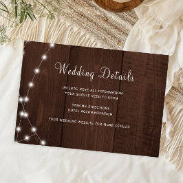 Rustic wood string lights wedding guest details tilläggskort