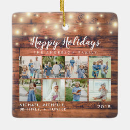 Rustic Wood String Ljus 8 Photo Helgdag Julgransprydnad Keramik