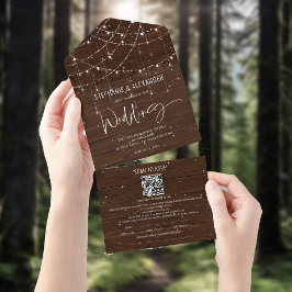 Rustic Wood String Ljus alla i en enda inbjudan