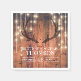 Rustic Wood String Ljus Antler Pappersservett