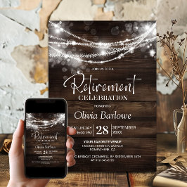 Rustic Wood String Ljus Black Pension Party Inbjudningar
