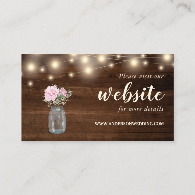 Rustic Wood String Ljus Blommigt Mason Burk Tilläggskort (Framsida)