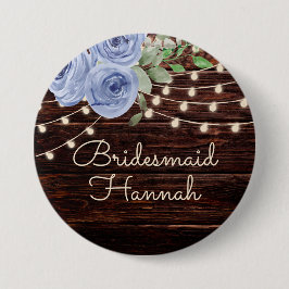 Rustic Wood String Ljus Blue Blommigt Bridesmaid Knapp