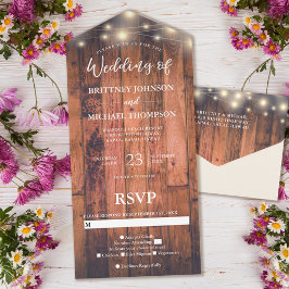 Rustic Wood String Ljus Bröllop
