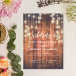 Rustic Wood String Ljus Bröllop Inbjudningar<br><div class="desc">Den här rustiska boho-inspirerade bröllopsinbjudan innehåller ljus med en rustik brun träbakgrund. Alla textstorlekar stil,  färg,  kan ändras för att passa dina behov.</div>