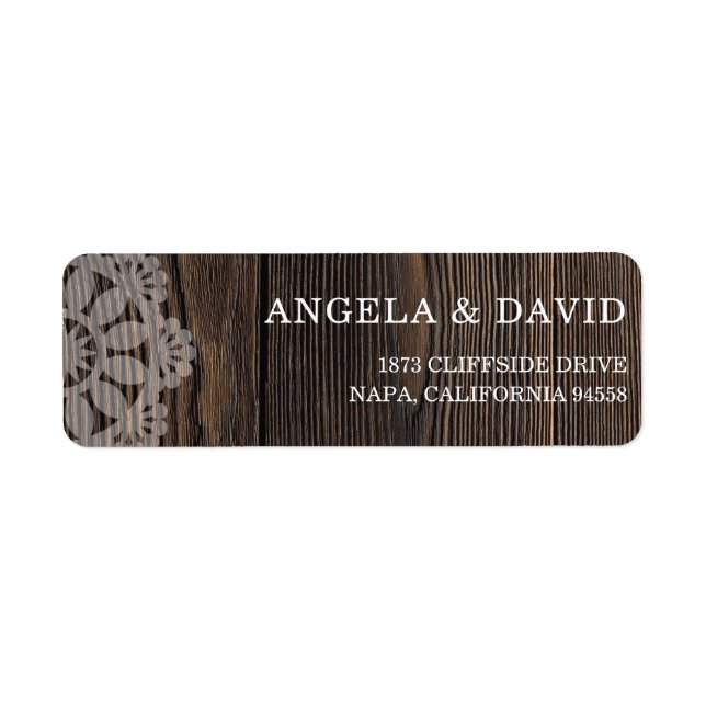 Rustic Wood String ljus Bröllop Returadress Etikett (Framsidan)