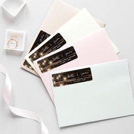 Rustic Wood String Ljus Bröllop Returadress Returadress Etikett