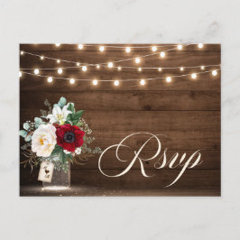 Rustic Wood String Ljus Burgundy Blommigt OSA Vykort