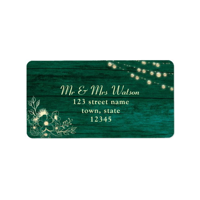 Rustic Wood String Ljus-etikett Adressetikett (Framsidan)