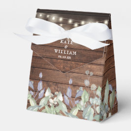 Rustic Wood String Ljus Greenery Foliage Bröllop Presentaskar