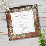 Rustic Wood String Ljus Greenery Möhippa Inbjudningar<br><div class="desc">Den här chicen inbjudningskort för möhippan har löv med känslig vattenfärg på en bakgrund med tunna träpaneler och kan vara personlig med din speciella möhippa. Designad av Thisisnotme©</div>