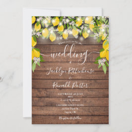 Rustic Wood String Ljus Lemons Blommar Bröllop Inbjudningar