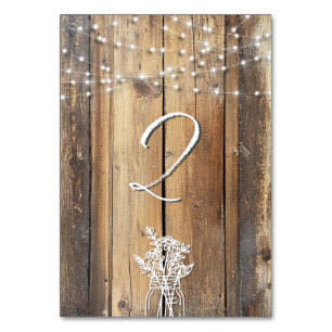 Rustic Wood String Ljus Mason Burk Elegant Favors Bordsnummer