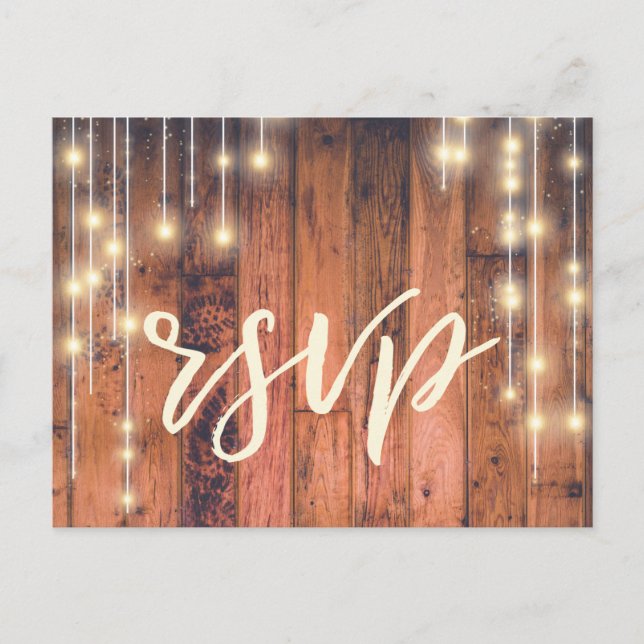 Rustic Wood String Ljus | OSA vykort (Framsida)