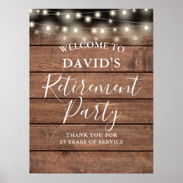 Rustic Wood String Ljus Pension Party Poster