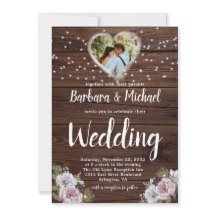 Rustic Wood String Ljus Photo Blommigt Bröllop