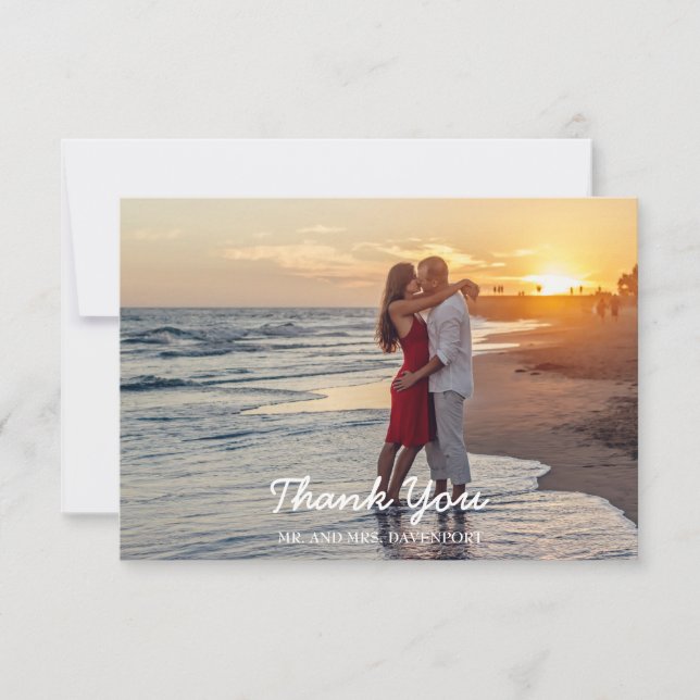 Rustic Wood String Ljus Photo Bröllop Tack (Framsida)